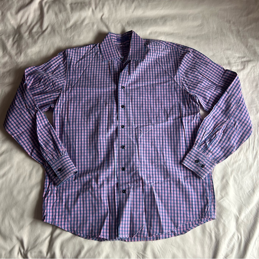 Alan Flusser Pink & Blue 100% Cotton Button-Up – Size Medium
